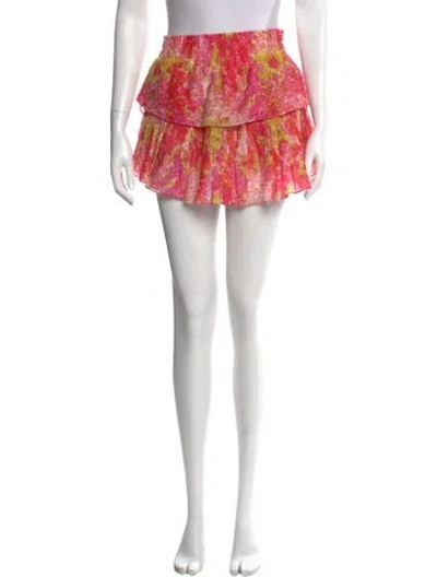 Pre-owned Loveshackfancy Floral Print Mini Skirt In Pink