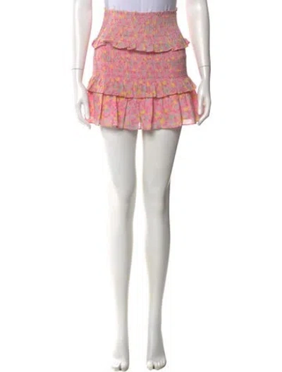Pre-owned Loveshackfancy Floral Print Mini Skirt In Pink