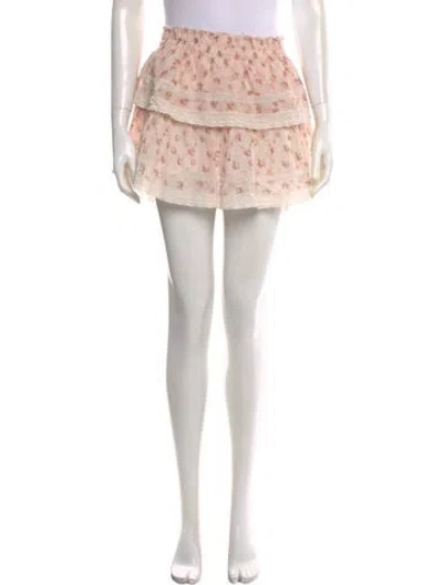 Pre-owned Loveshackfancy Floral Print Mini Skirt In Pink