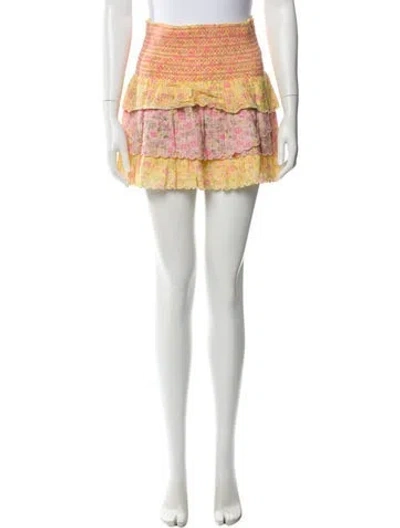 Pre-owned Loveshackfancy Floral Print Mini Skirt In Pink