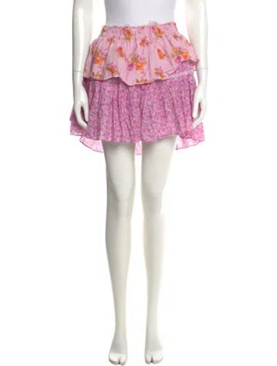 Pre-owned Loveshackfancy Floral Print Mini Skirt In Pink