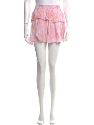 Pre-owned Loveshackfancy Floral Print Mini Skirt In Pink