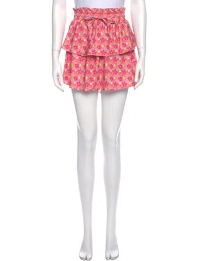 Pre-owned Loveshackfancy Floral Print Mini Skirt In Pink