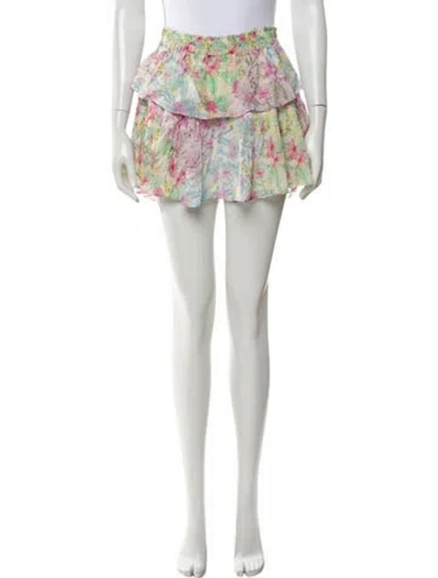 Pre-owned Loveshackfancy Floral Print Mini Skirt In Pink