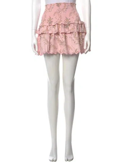 Pre-owned Loveshackfancy Floral Print Mini Skirt In Pink