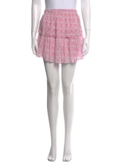 Pre-owned Loveshackfancy Floral Print Mini Skirt In Pink