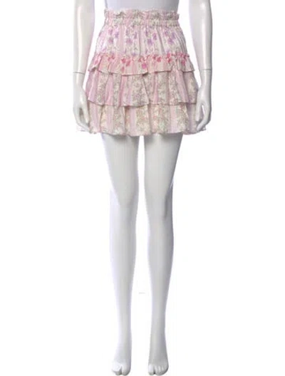 Pre-owned Loveshackfancy Floral Print Mini Skirt In Pink
