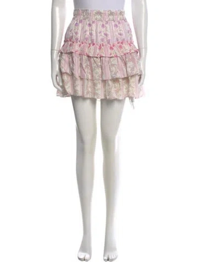 Pre-owned Loveshackfancy Floral Print Mini Skirt In Pink