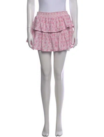 Pre-owned Loveshackfancy Floral Print Mini Skirt In Pink