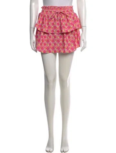 Pre-owned Loveshackfancy Floral Print Mini Skirt In Pink