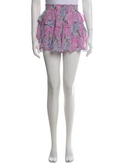 Pre-owned Loveshackfancy Floral Print Mini Skirt In Pink