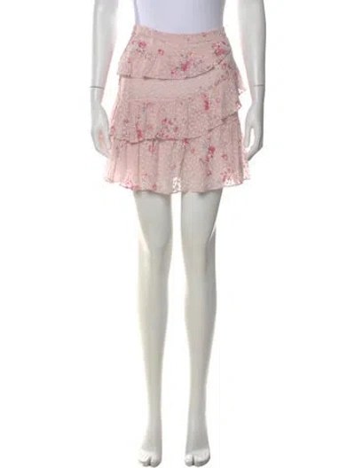 Pre-owned Loveshackfancy Floral Print Mini Skirt In Pink