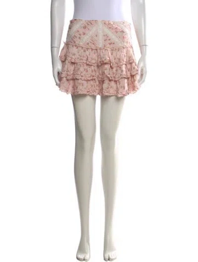 Pre-owned Loveshackfancy Floral Print Mini Skirt In Pink