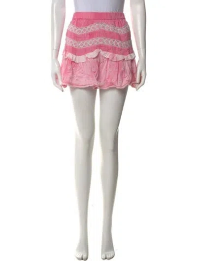 Pre-owned Loveshackfancy Floral Print Mini Skirt In Pink