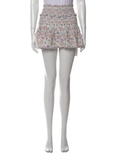Pre-owned Loveshackfancy Floral Print Mini Skirt In Pink