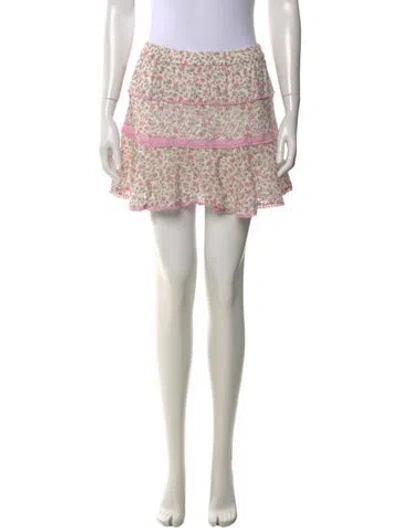 Pre-owned Loveshackfancy Floral Print Mini Skirt In Pink