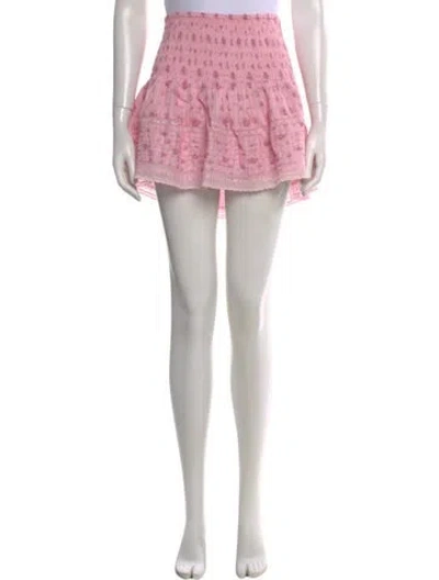 Pre-owned Loveshackfancy Floral Print Mini Skirt In Pink