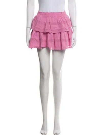 Pre-owned Loveshackfancy Floral Print Mini Skirt In Pink