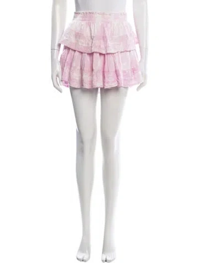 Pre-owned Loveshackfancy Floral Print Mini Skirt In Pink