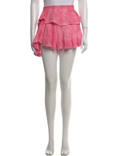Pre-owned Loveshackfancy Floral Print Mini Skirt In Pink