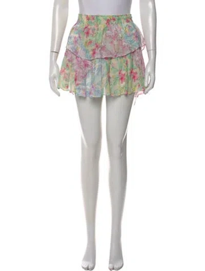 Pre-owned Loveshackfancy Floral Print Mini Skirt In Pink