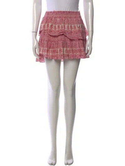 Pre-owned Loveshackfancy Floral Print Mini Skirt In Pink