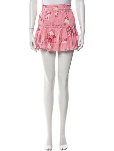Pre-owned Loveshackfancy Floral Print Mini Skirt In Pink