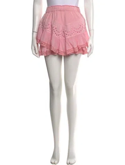 Pre-owned Loveshackfancy Floral Print Mini Skirt In Pink