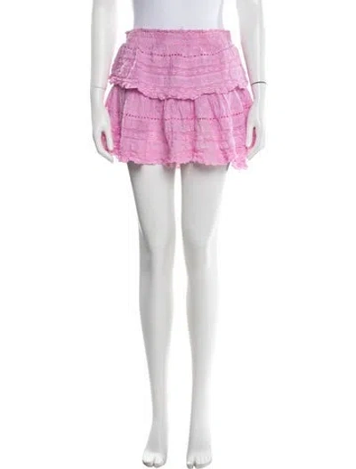 Pre-owned Loveshackfancy Floral Print Mini Skirt In Pink