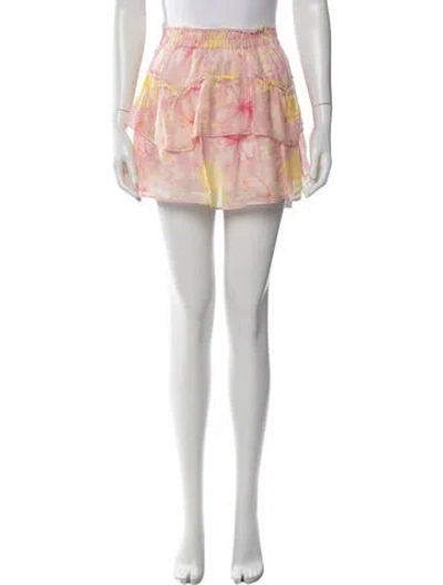 Pre-owned Loveshackfancy Floral Print Mini Skirt In Pink