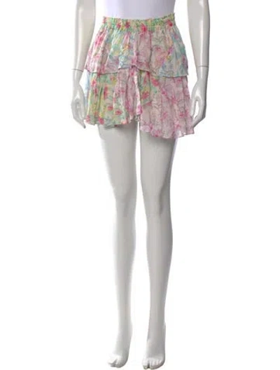 Pre-owned Loveshackfancy Floral Print Mini Skirt In Pink