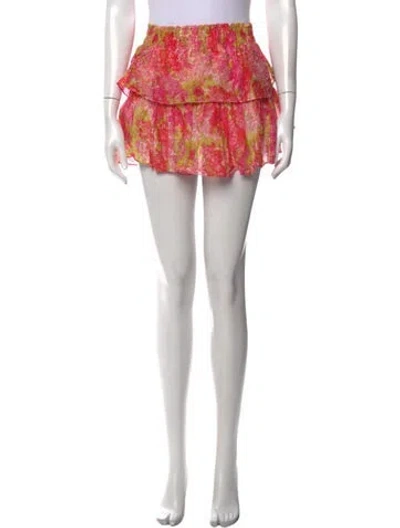 Pre-owned Loveshackfancy Floral Print Mini Skirt In Pink
