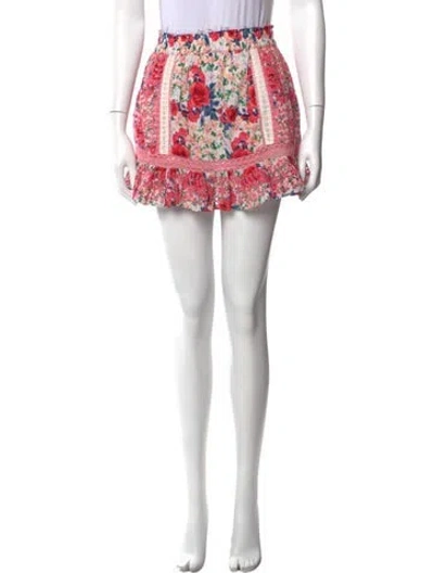 Pre-owned Loveshackfancy Floral Print Mini Skirt In Pink