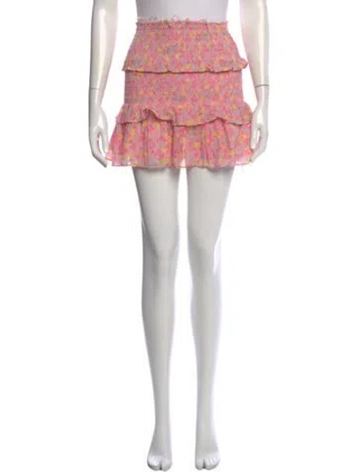 Pre-owned Loveshackfancy Floral Print Mini Skirt In Pink