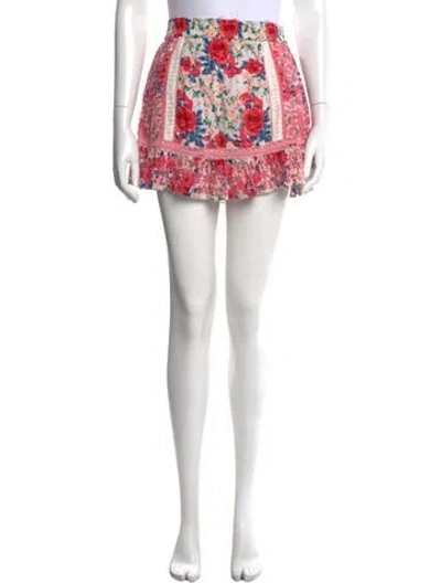 Pre-owned Loveshackfancy Floral Print Mini Skirt In Pink