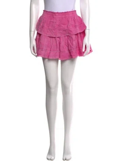 Pre-owned Loveshackfancy Floral Print Mini Skirt In Pink