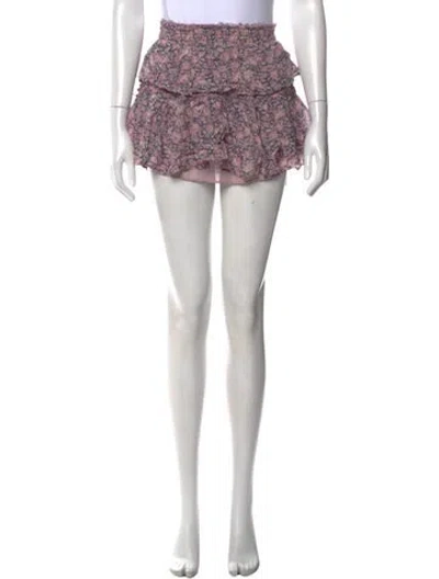 Pre-owned Loveshackfancy Floral Print Mini Skirt In Pink