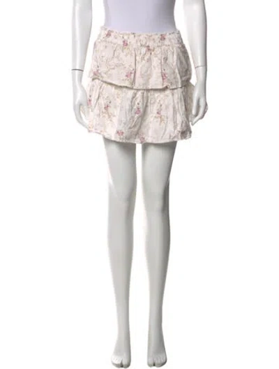 Pre-owned Loveshackfancy Floral Print Mini Skirt In Pink