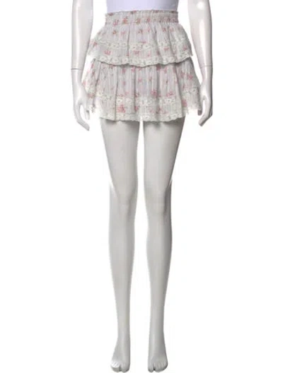 Pre-owned Loveshackfancy Floral Print Mini Skirt In Pink