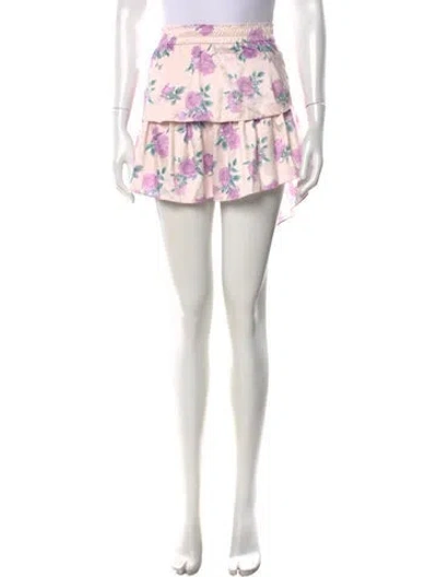 Pre-owned Loveshackfancy Floral Print Mini Skirt In Pink