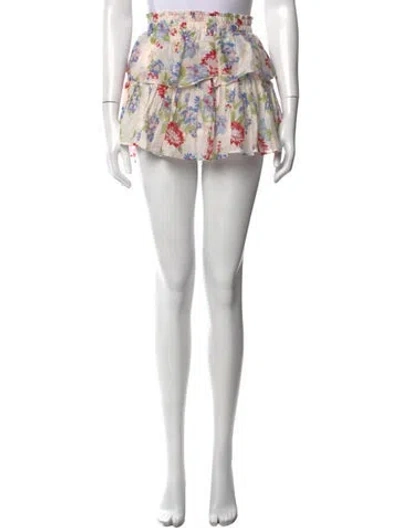Pre-owned Loveshackfancy Floral Print Mini Skirt In Pink