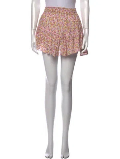Pre-owned Loveshackfancy Floral Print Mini Skirt In Pink