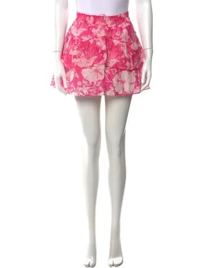 Pre-owned Loveshackfancy Floral Print Mini Skirt In Pink