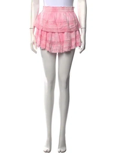 Pre-owned Loveshackfancy Floral Print Mini Skirt In Pink