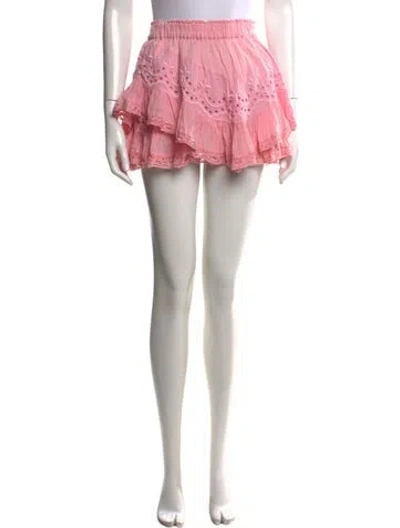 Pre-owned Loveshackfancy Floral Print Mini Skirt In Pink