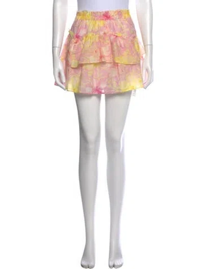 Pre-owned Loveshackfancy Floral Print Mini Skirt In Pink