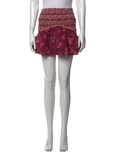 Pre-owned Loveshackfancy Floral Print Mini Skirt In Pink