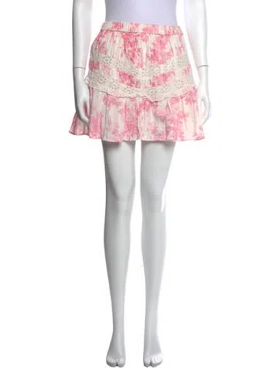 Pre-owned Loveshackfancy Floral Print Mini Skirt In Pink