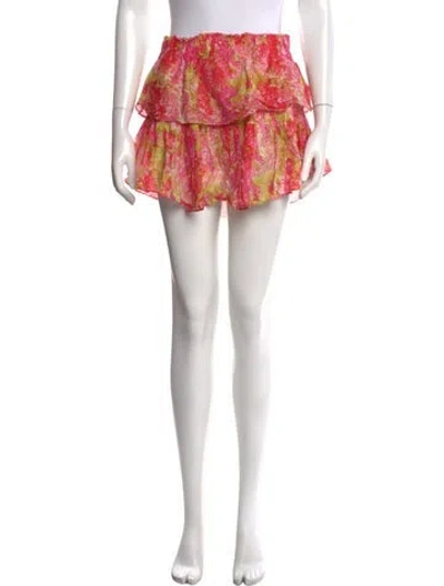 Pre-owned Loveshackfancy Floral Print Mini Skirt In Pink