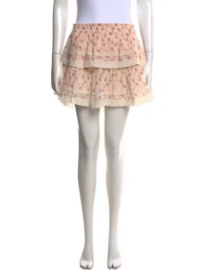 Pre-owned Loveshackfancy Floral Print Mini Skirt In Pink